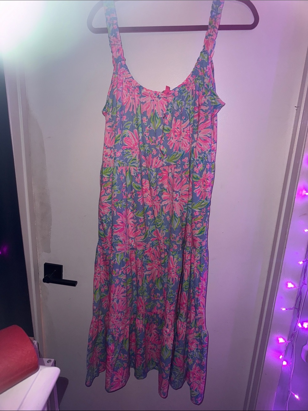 Lilly Pulitzer Pink Floral Maxi Skirt on Blue
